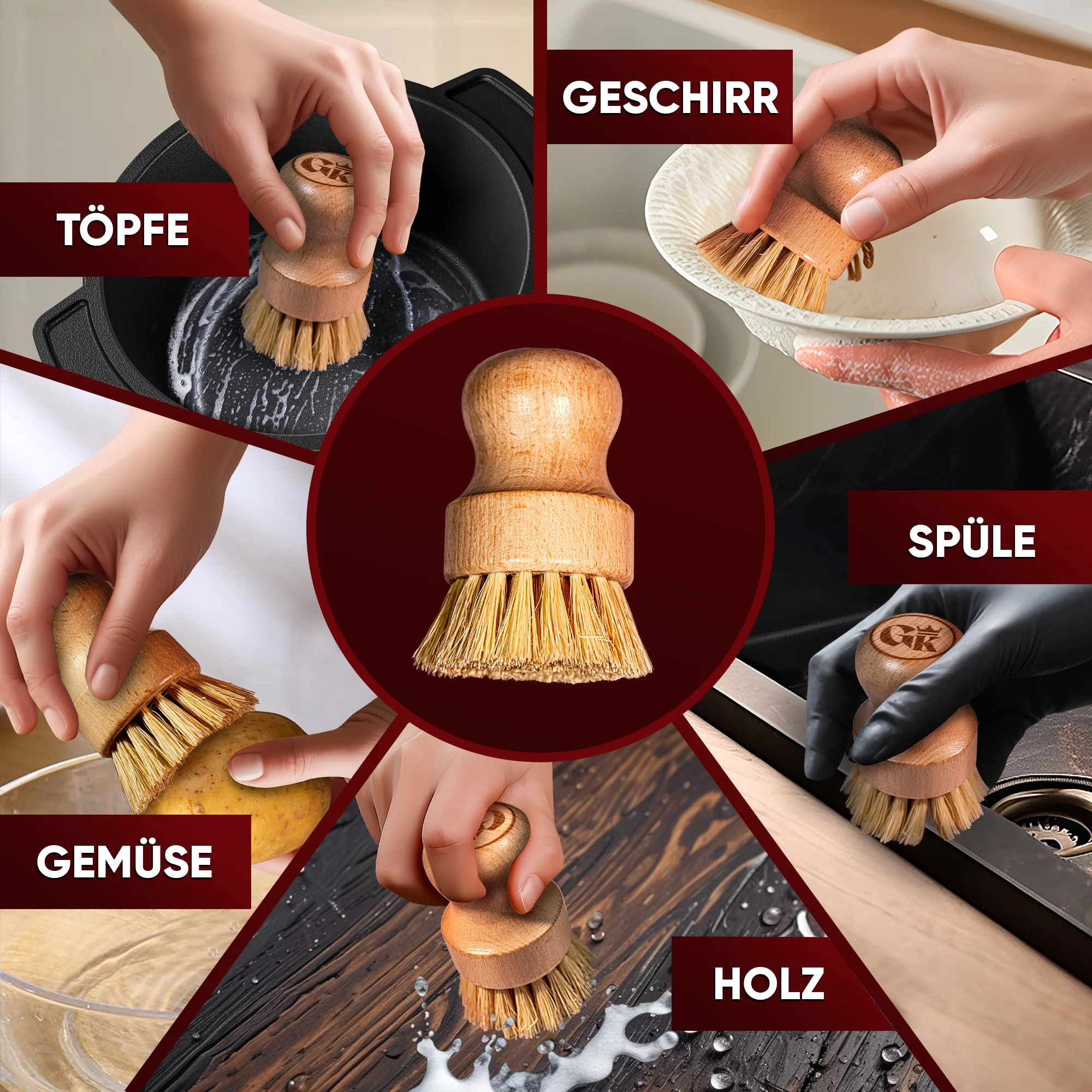 Holz-Spülbürste mit Sisal – schonend für Gusseisen – Bild 6