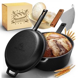 2in1 Gusseisen Brotbackform - inkl. Kochbuch & Zubehör - 2in1 Pfanne