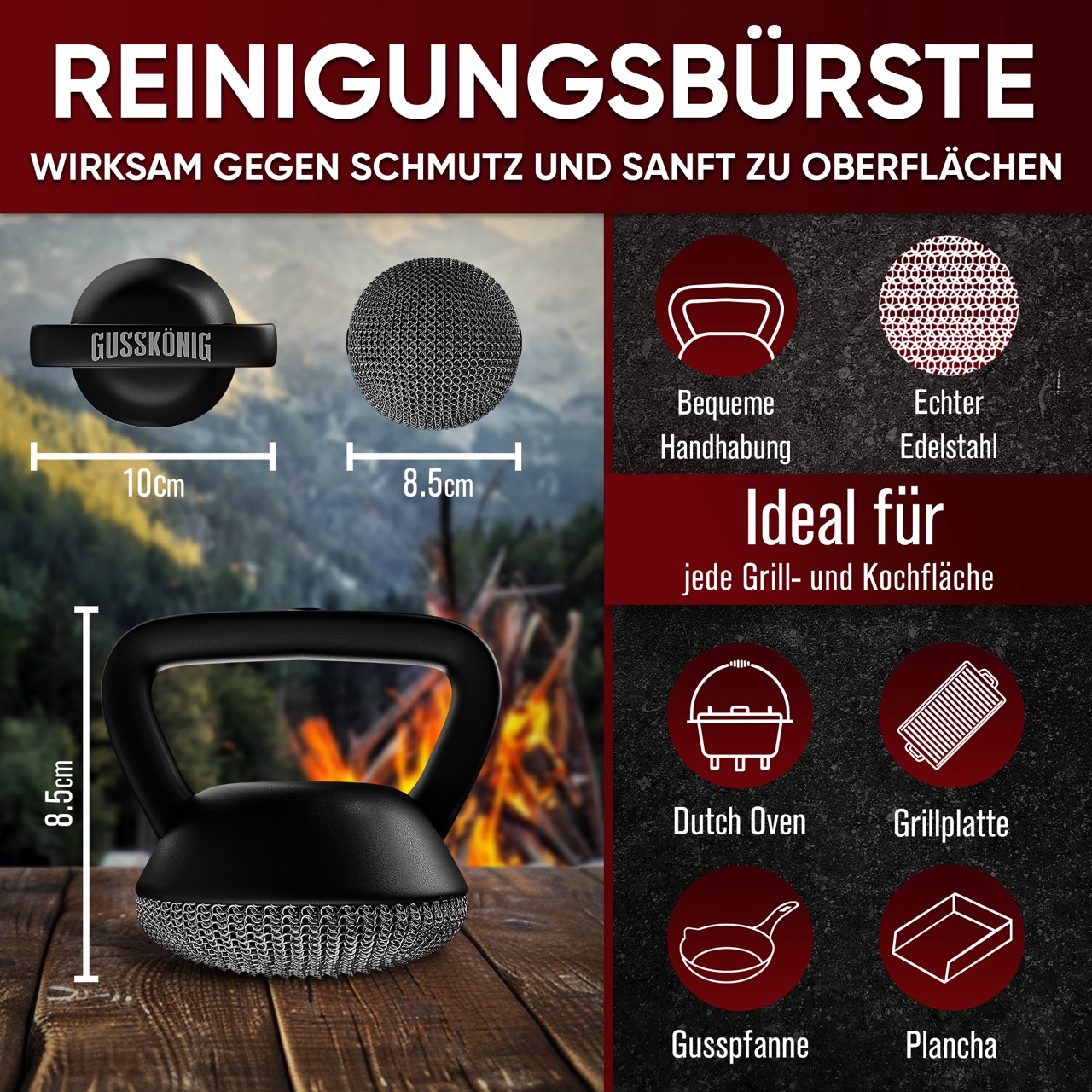 Gusseisen Ringreiniger Spülbürste – Bild 2