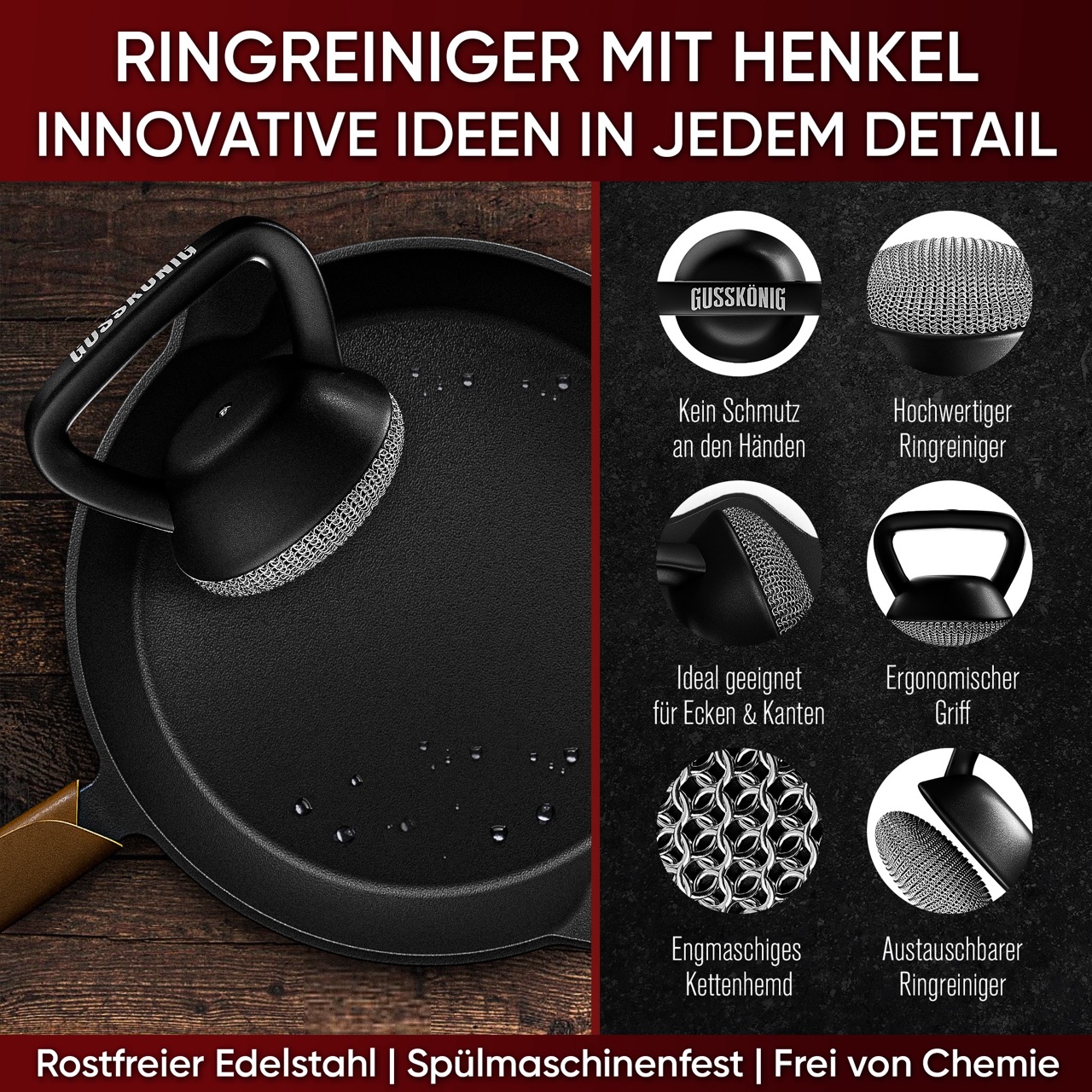 Gusseisen Ringreiniger Spülbürste – Bild 3