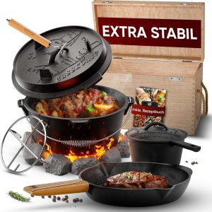 Gusseisen Topf-Set – Ideal zum Braten, Grillen & Schmoren